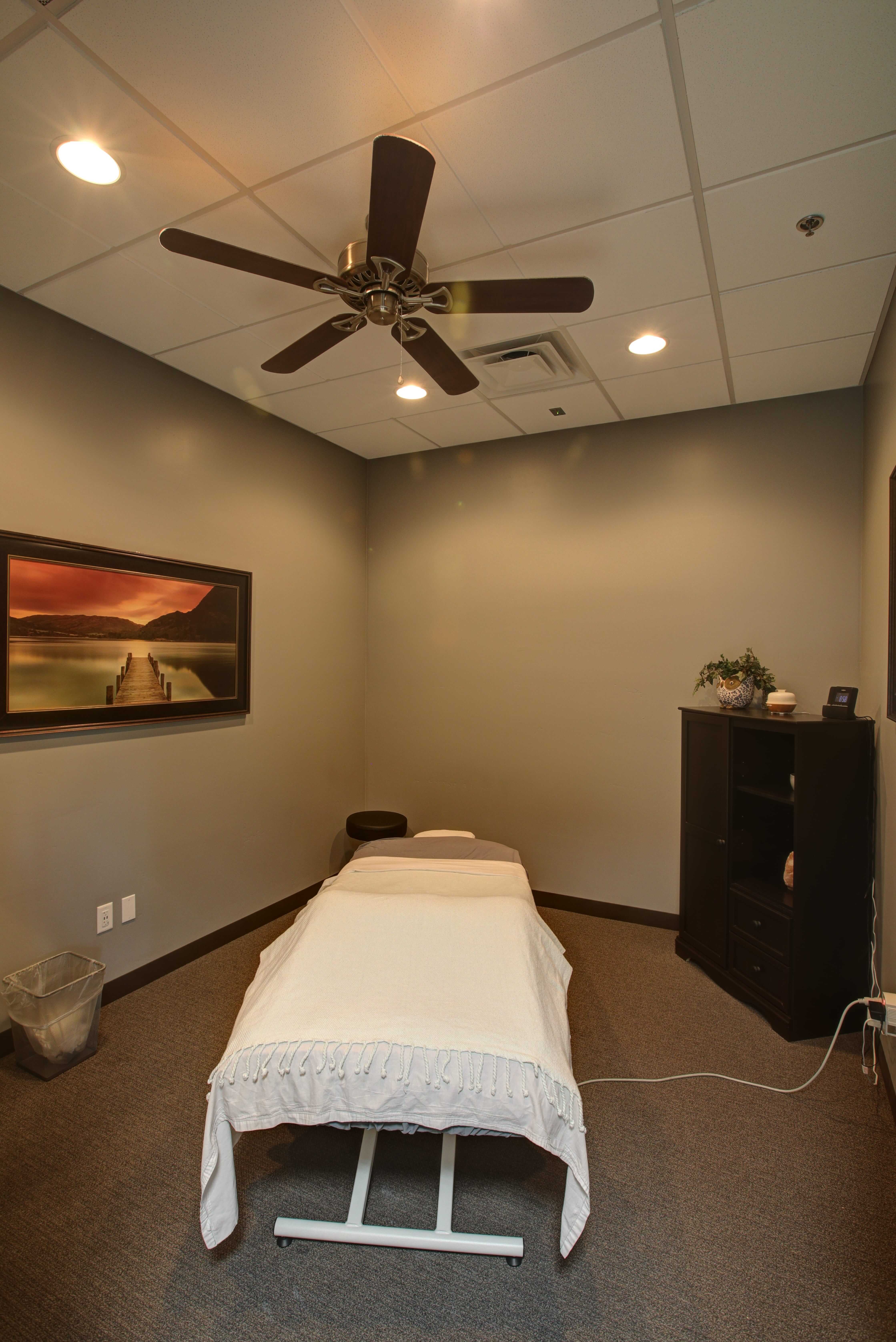 Massage therapy room — alternate view