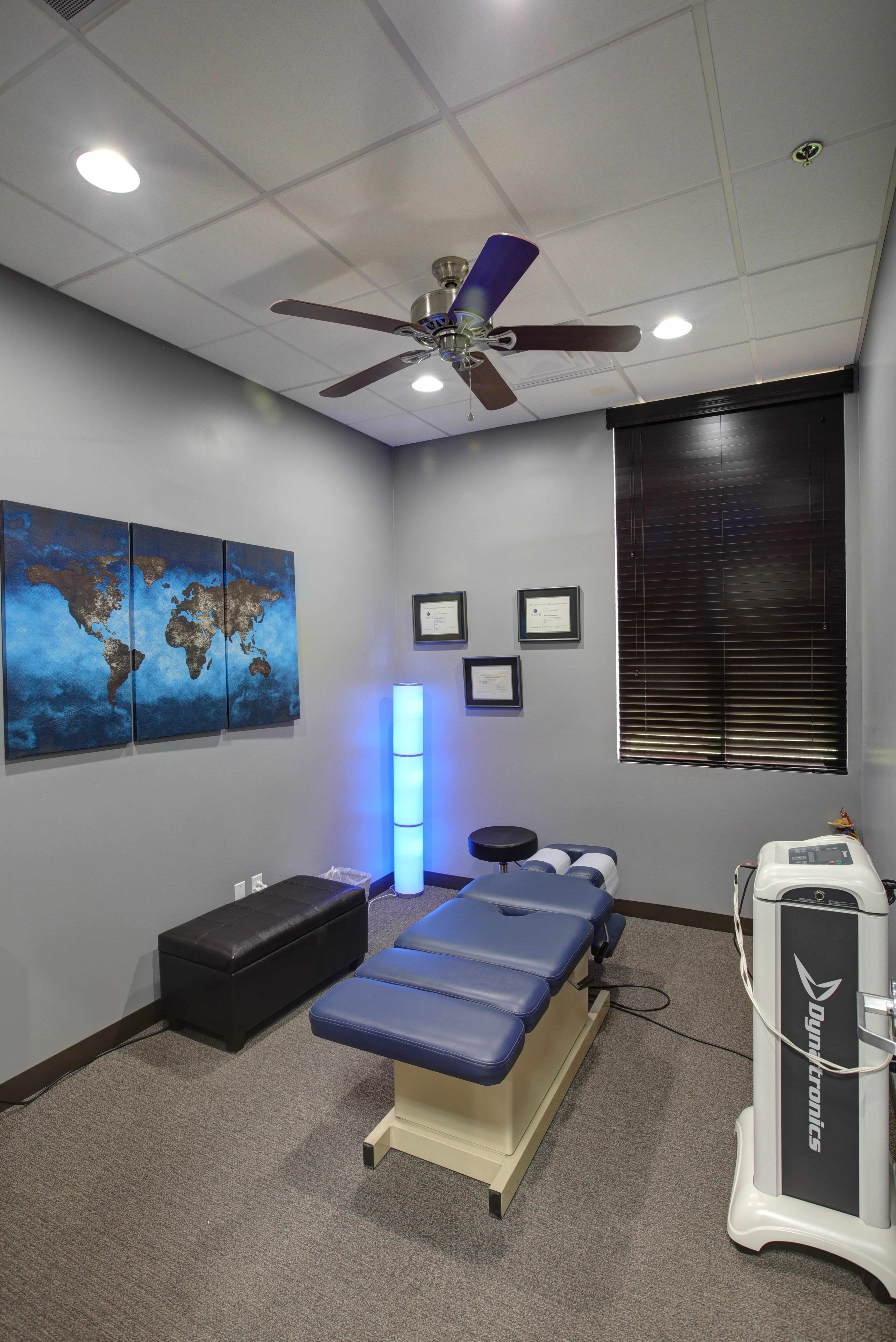 Chiropractic adjustment room with equipment